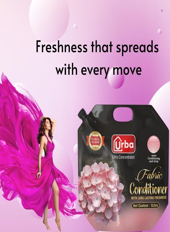 Urba Ultra Concentrated Fabric Conditioner(Fabric softner), Floral Bloom, 5 Litre, Long Lasting Freshness, Super Saver Pack - Image 5