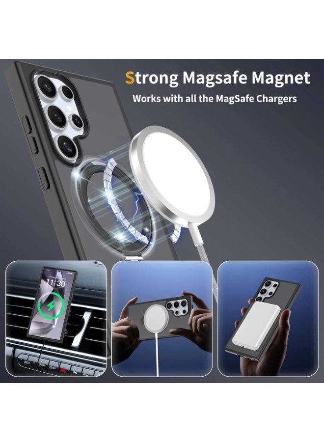 Magnetic for Samsung Galaxy S24 Ultra Case Compatible with MagSafe Upgraded Magnetic, Ring Stand Military-Grade Protection, Anti-Fingerprint, Anti-Scratch, Translucent Matte, Not-Yellowing for Samsung Galaxy S24 Ultra Case - Image 2