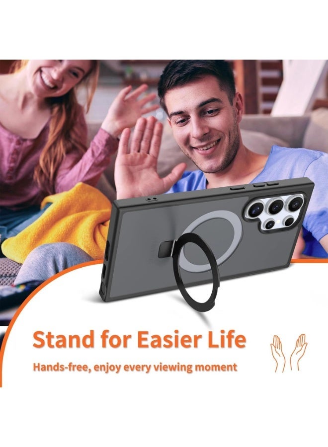 Magnetic for Samsung Galaxy S24 Ultra Case Compatible with MagSafe Upgraded Magnetic, Ring Stand Military-Grade Protection, Anti-Fingerprint, Anti-Scratch, Translucent Matte, Not-Yellowing for Samsung Galaxy S24 Ultra Case - Image 5
