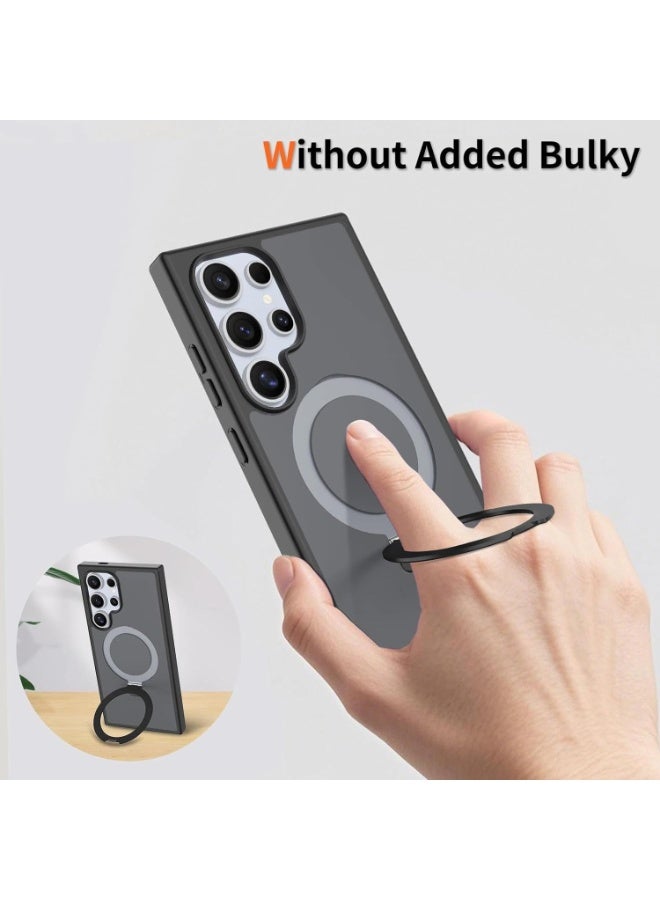 Magnetic for Samsung Galaxy S24 Ultra Case Compatible with MagSafe Upgraded Magnetic, Ring Stand Military-Grade Protection, Anti-Fingerprint, Anti-Scratch, Translucent Matte, Not-Yellowing for Samsung Galaxy S24 Ultra Case - Image 4