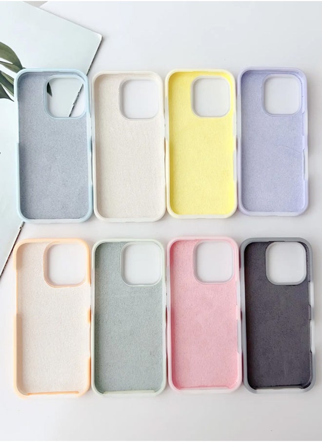ماركة غير محددة جراب سيليكون مبطن من الداخل لهاتف iPhone 16 Pro Max، جراب أيفون مصنوع من السيليكون المطاطي الناعم ومبطن من الداخل لحماية هاتف من الخدوش لهاتف أيفون 16 برو ماكس - أصفر  - Image 3