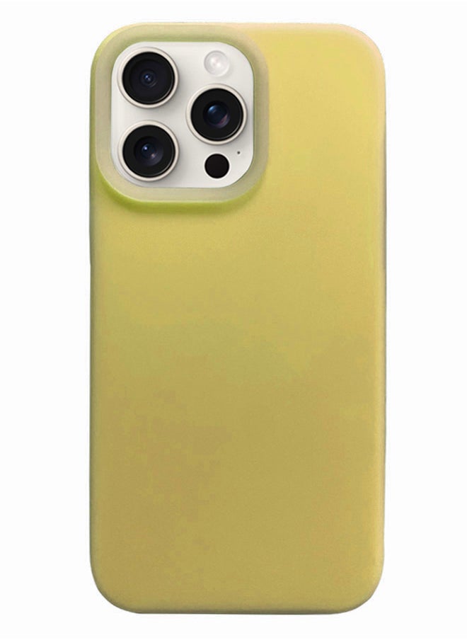 ماركة غير محددة جراب سيليكون مبطن من الداخل لهاتف iPhone 16 Pro Max، جراب أيفون مصنوع من السيليكون المطاطي الناعم ومبطن من الداخل لحماية هاتف من الخدوش لهاتف أيفون 16 برو ماكس - أصفر  - Image 1