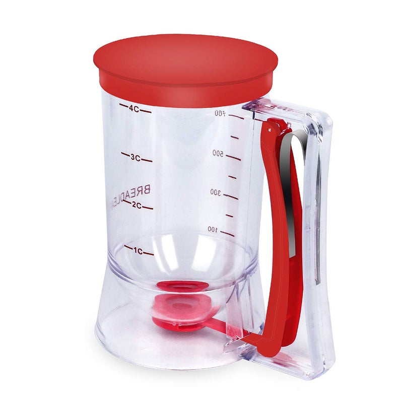 BBSTARZ Pancake Batter Dispenser â€“ 4-Cup Batter Dispenser with Squeeze Handle & Measuring Marks for Pancakes, Waffles, Muffins, Crepes & Cupcakes â€“ Baking Tool(Red) - Image 1