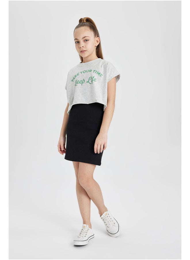 DeFacto - Girl Regular Fit Short Sleeve Knitted Dress - Image 1