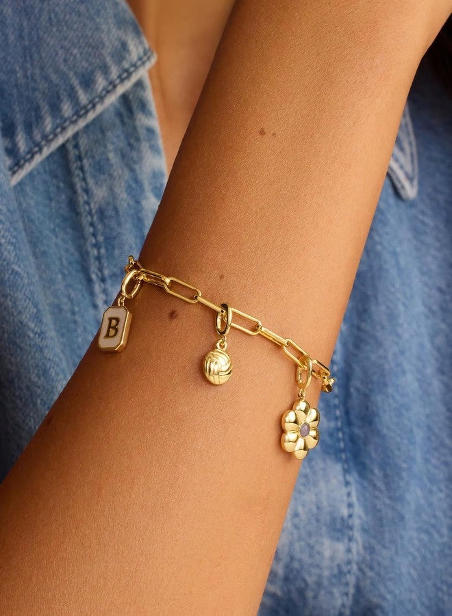 gorjana - Varsity Parker Charm 1/4" - 18k Gold-Plated Brass - Sports Enthusiasts - Personalize Your Jewelry - Easy Attachment and Removal - Image 2