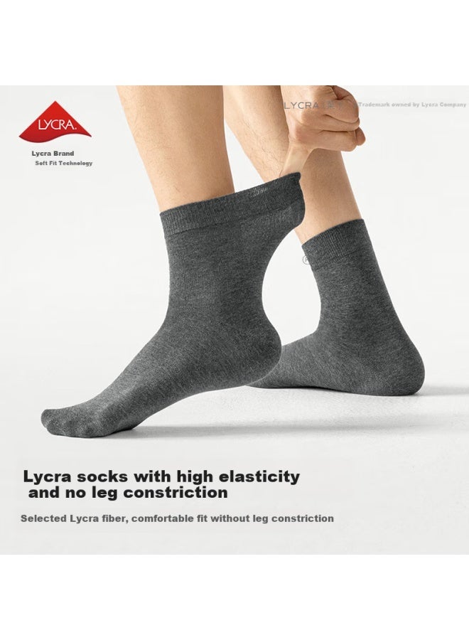 B&C.ROOM Cotton Bamboo House Men's Summer Thin Mid-calf Socks With Essential Oil Deodorant 100% Cotton Antibacterial Anti-odor Sweat-absorbing Business Men's 5 Pairs - Image 2