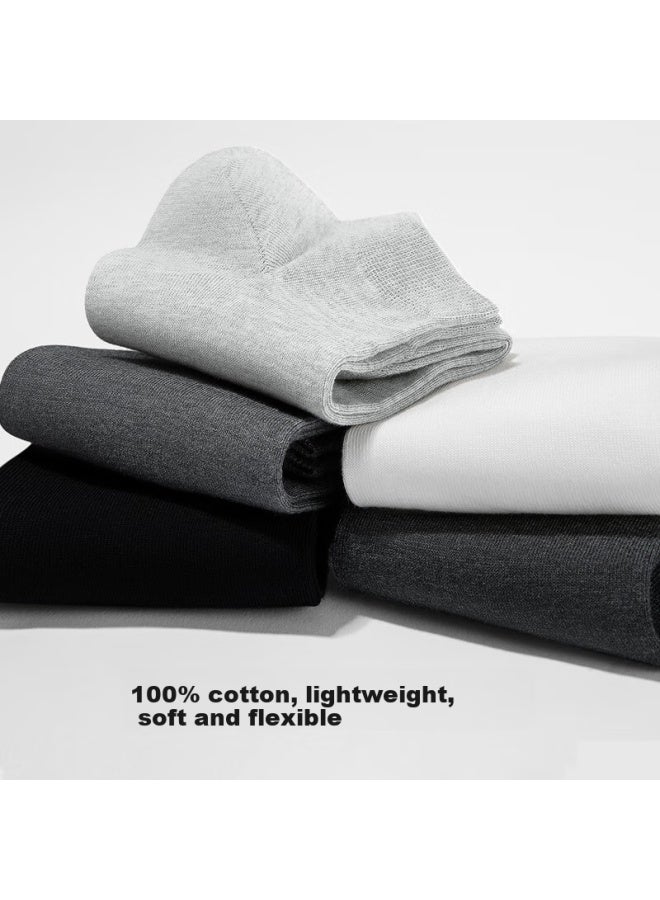 B&C.ROOM Cotton Bamboo House Men's Summer Thin Mid-calf Socks With Essential Oil Deodorant 100% Cotton Antibacterial Anti-odor Sweat-absorbing Business Men's 5 Pairs - Image 1