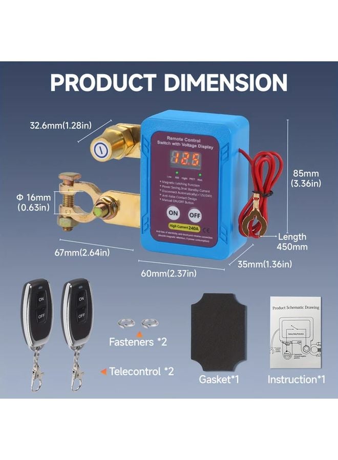 12V 240A Remote Battery Disconnect Switch No Digital Display Anti Theft Battery Kill Switch For Car Truck RV - Image 5