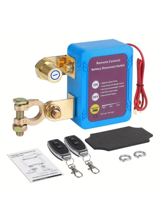 12V 240A Remote Battery Disconnect Switch No Digital Display Anti Theft Battery Kill Switch For Car Truck RV - Image 1