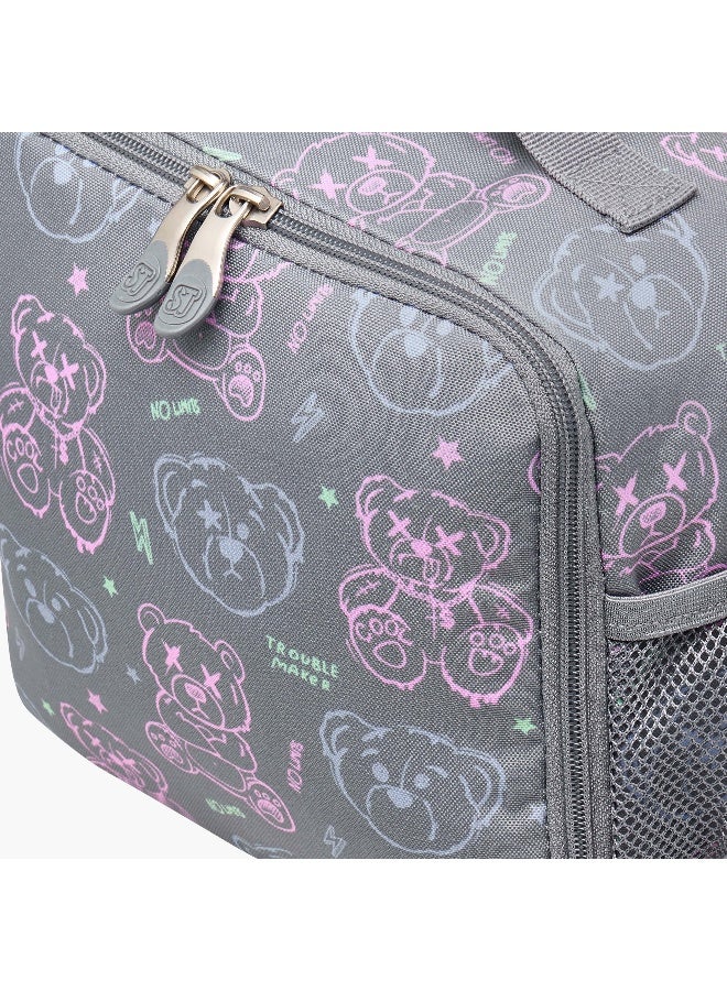 St.Right Lunch Bag-Evil-Bear-Grey-1 Cmprt-Girls (Polyester) Grey \ 21X11X22 - Image 4