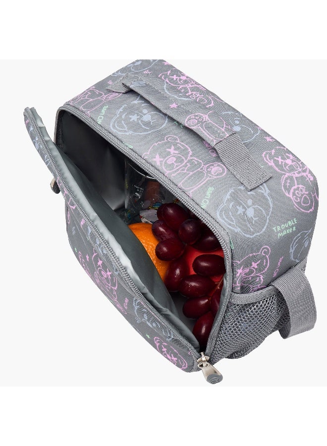 St.Right Lunch Bag-Evil-Bear-Grey-1 Cmprt-Girls (Polyester) Grey \ 21X11X22 - Image 5
