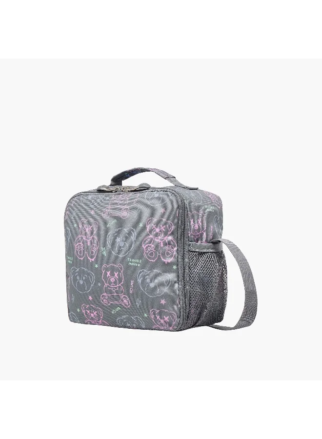St.Right Lunch Bag-Evil-Bear-Grey-1 Cmprt-Girls (Polyester) Grey \ 21X11X22