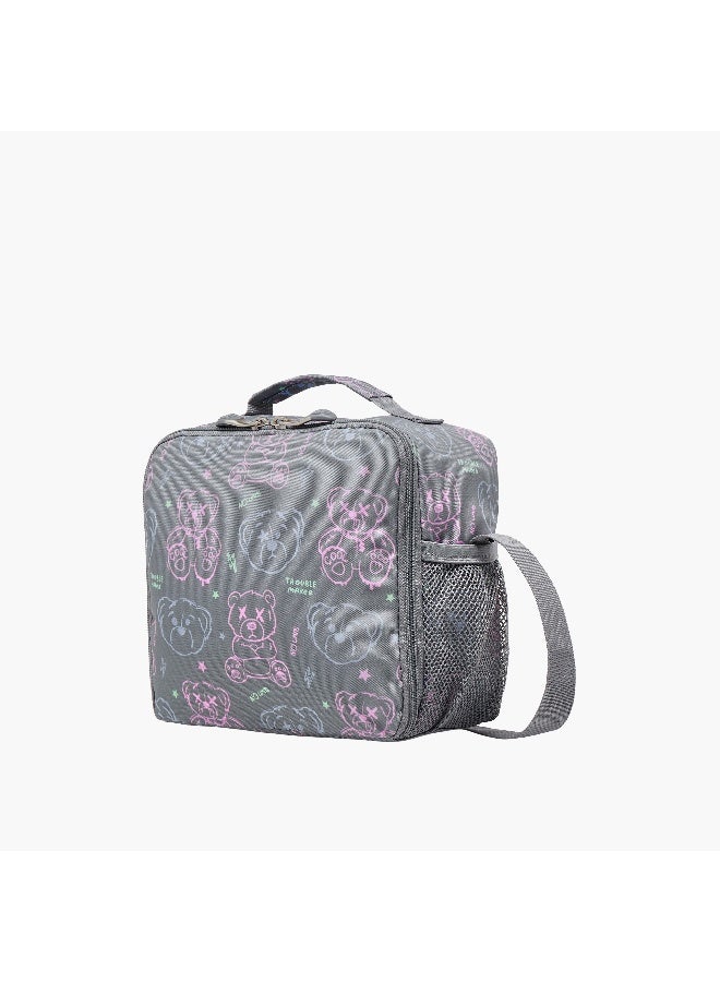 St.Right Lunch Bag-Evil-Bear-Grey-1 Cmprt-Girls (Polyester) Grey \ 21X11X22 - Image 2
