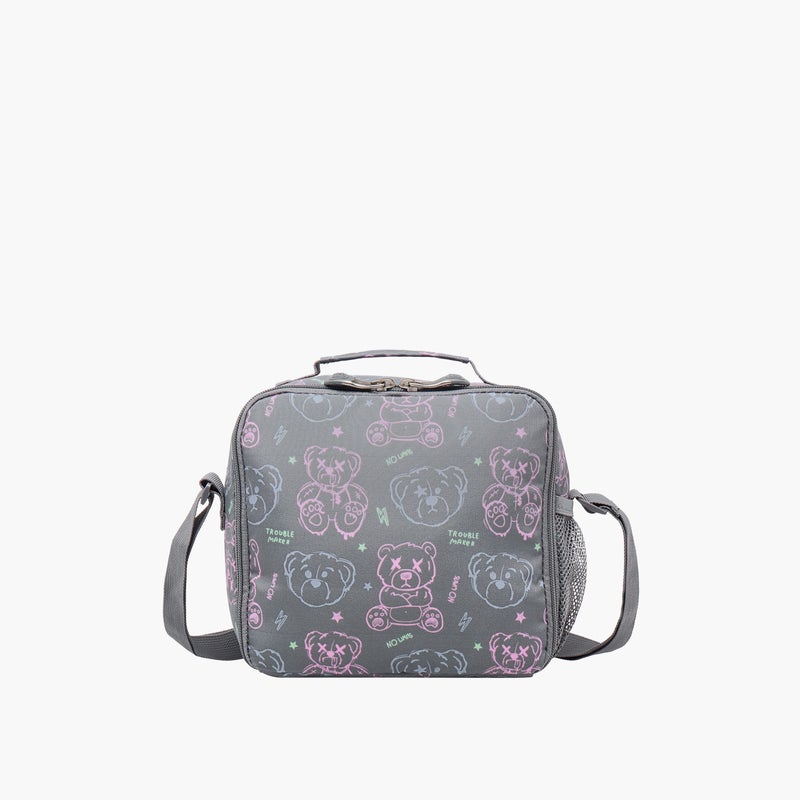 St.Right Lunch Bag-Evil-Bear-Grey-1 Cmprt-Girls (Polyester) Grey \ 21X11X22 - Image 1