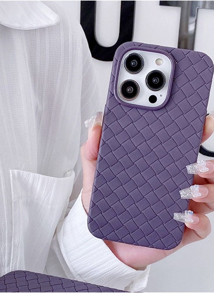 JOWAY Grid Weaving Pattern Case for iPhone 14 Pro Super Soft Phone Case Purple  - Image 4