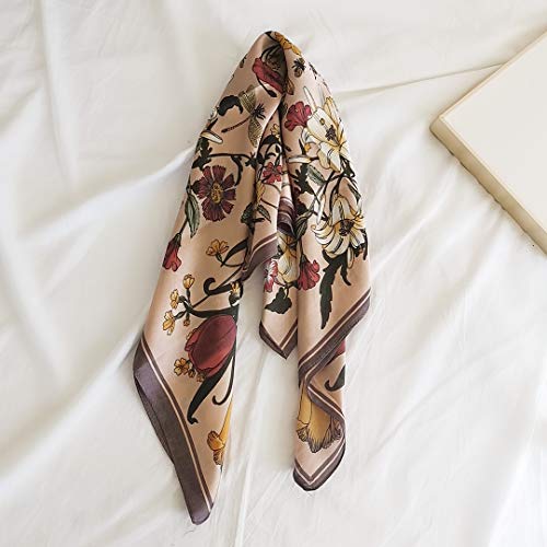 FONYVE Silk Feeling Scarf Medium Square Satin Head Wrap for Women 27.5 inches - Image 4