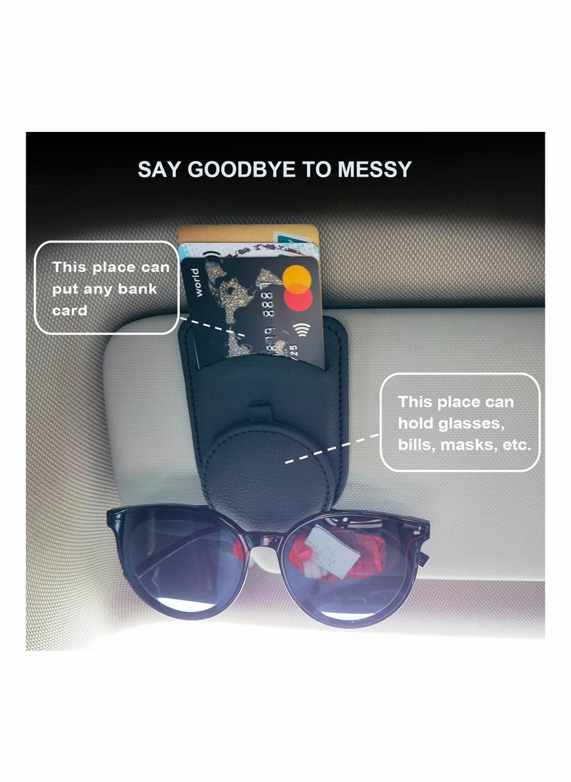SYOSI - Sunglass Holder for Car Visor,Adsorption Sunglasses Holder Clip for Storing Glasses Card Mask, for Car Visor (Black) - Image 1