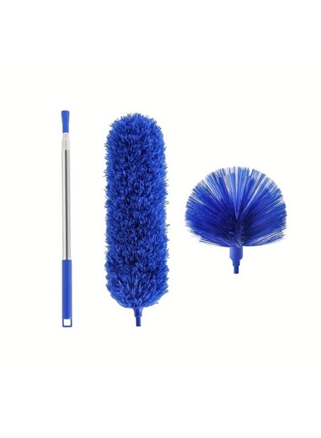 REZAKO Spider web dust collector with 83.9-inch extension rod, replaceable ceiling kit, bendable ultra-fine fiber feather, reusable spider web dust brush cleaning kit, fan cleaner, household dust collector,feather for dust,Wall duster,Dust mop,Roof cleaning (Blue) - Image 2