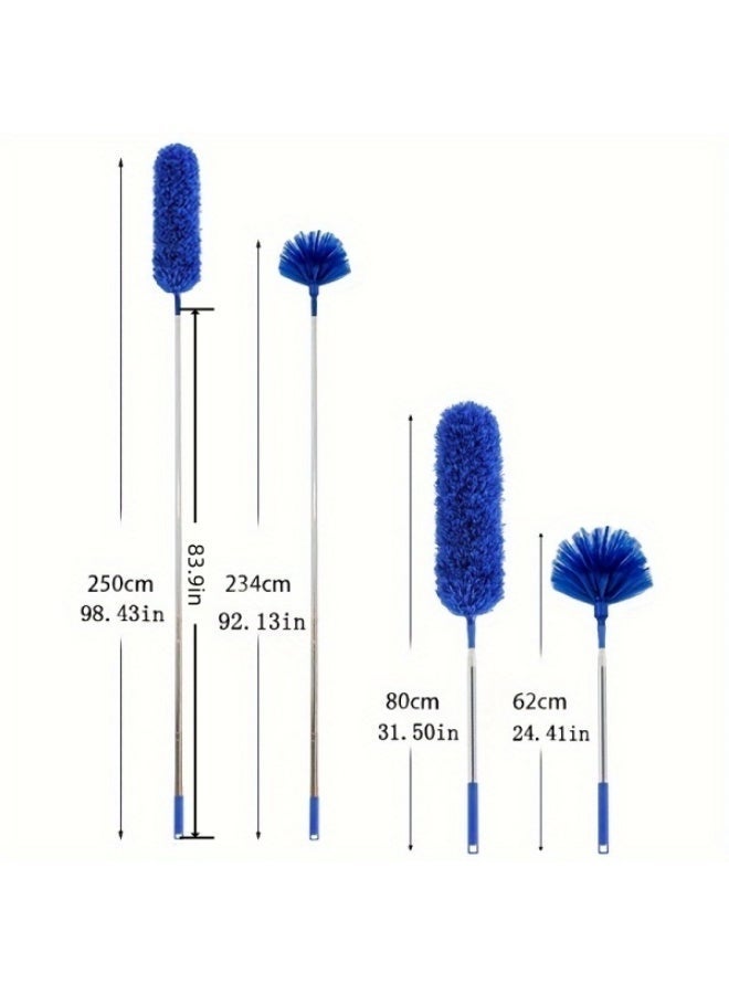 REZAKO Spider web dust collector with 83.9-inch extension rod, replaceable ceiling kit, bendable ultra-fine fiber feather, reusable spider web dust brush cleaning kit, fan cleaner, household dust collector,feather for dust,Wall duster,Dust mop,Roof cleaning (Blue) - Image 3
