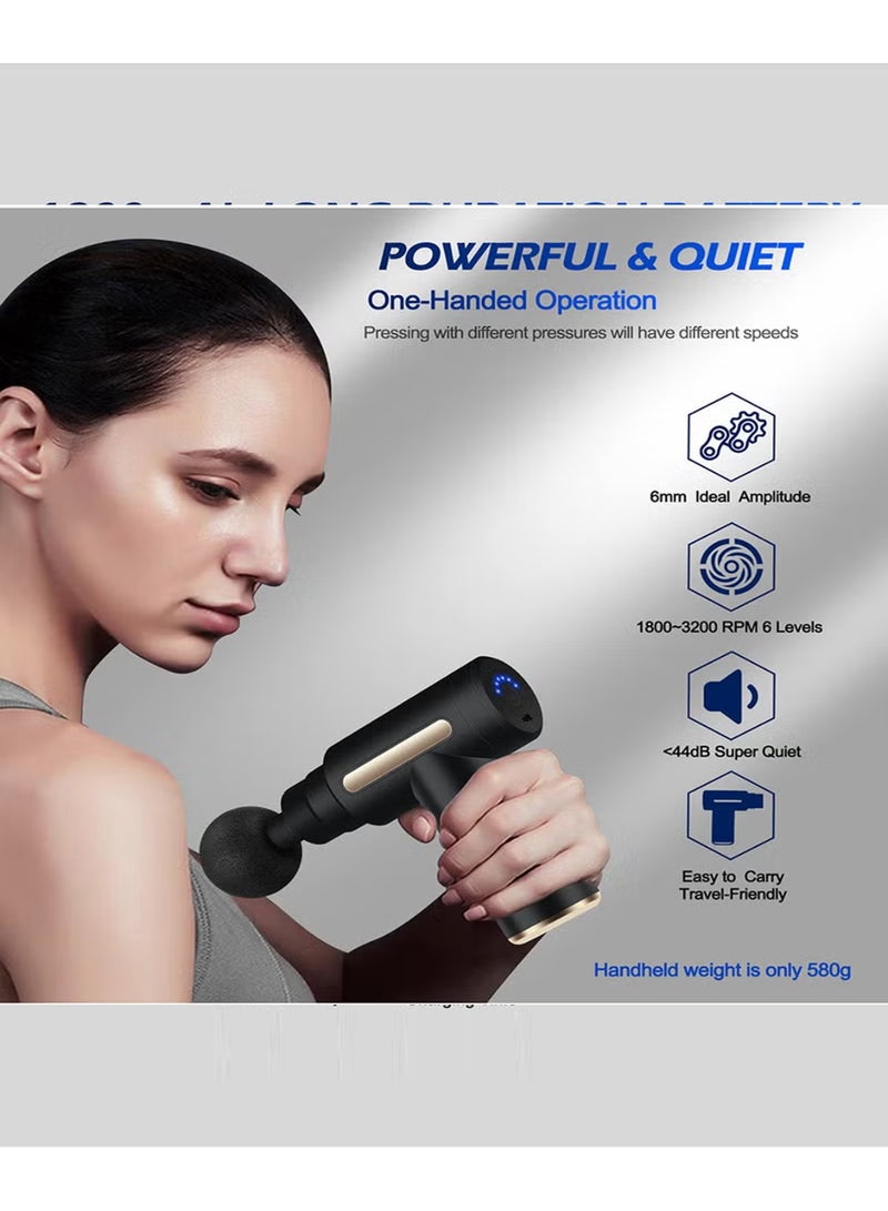 LOWHAT Mini Massage Gun Percussion Deep Tissues Muscle Massager Gun With 6 Speeds Massage Device Super Quiet Portable Electric Handheld Body Massager For Back Neck Pain Relief - Image 5