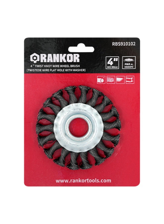 Rankor Twist Knot Wire Wheel Brush (Twisted Wire Flat Hole With Washer) - Image 1