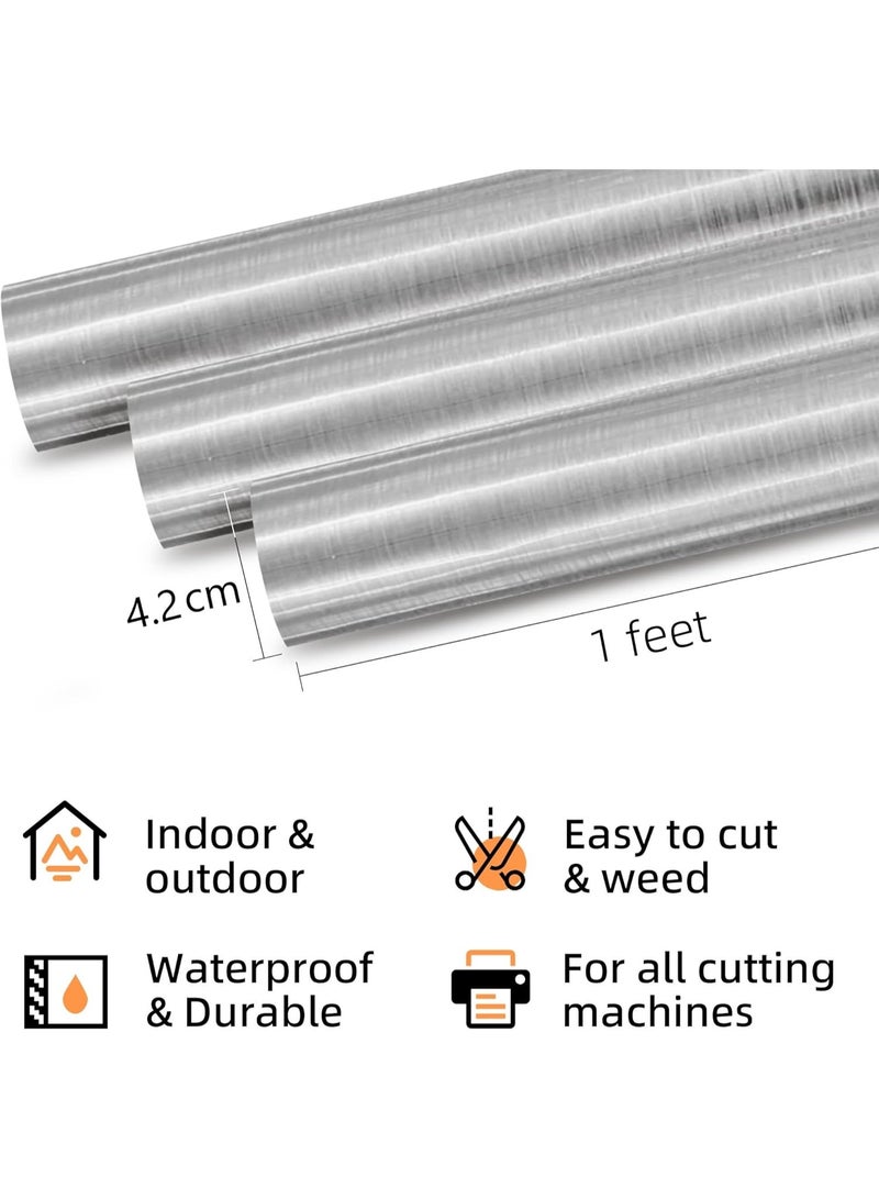 Permanent Vinyl, Brushed Silver Vinyl Compatible with Cutting Machine - 12" x 10 FT Metallic Adhesive Roll for Cup, Decor Sticker, Home Decal - Image 3