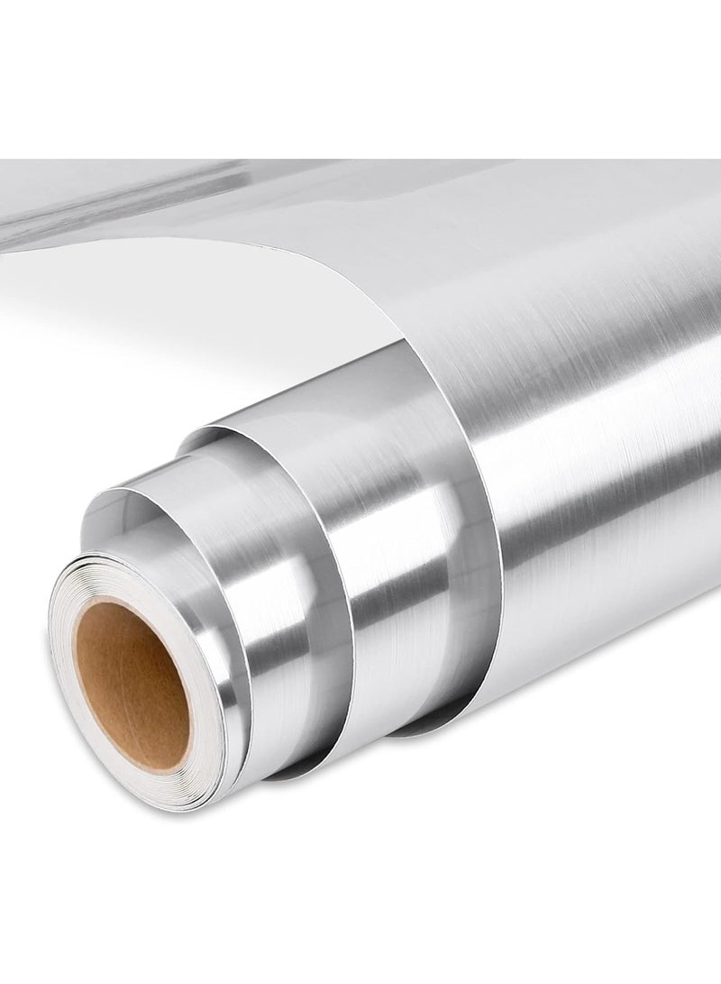Permanent Vinyl, Brushed Silver Vinyl Compatible with Cutting Machine - 12" x 10 FT Metallic Adhesive Roll for Cup, Decor Sticker, Home Decal - Image 1