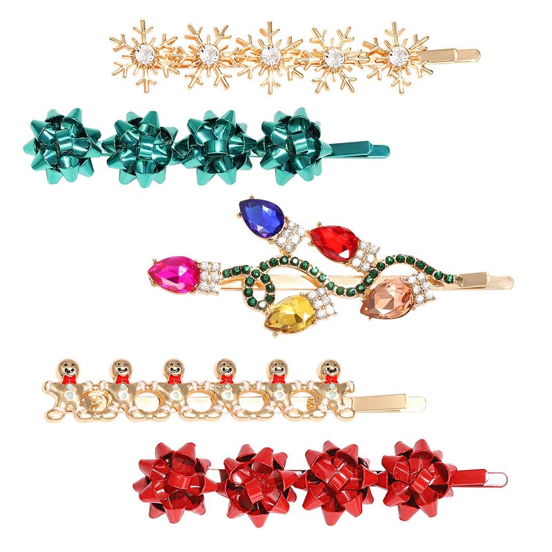 45PCS Christmas Hair Clips for Women Rhinestone Snowflake Hairpin Christmas Bulb Light JOY Alligator Hair Clip Set Holiday Christmas Hair Accessories Festive Gift Style B
