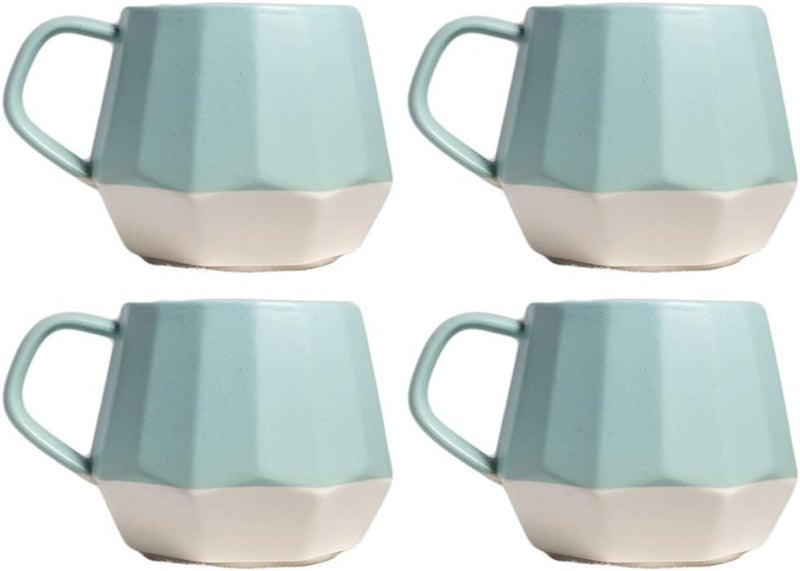 Homvare Porcelain Coffee Mug Tea Cup 4 Pack 10 Ounces Teal Dot - Image 1