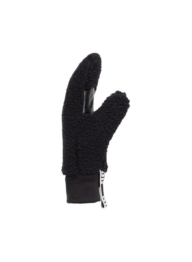 UGG Women's UGGFluff Logo Tape Mittens - Soft Polyester Body, Leather Palm Patch, Warm Polyester Lining, and Logo Detail, Black, Large-X-Large - Image 2