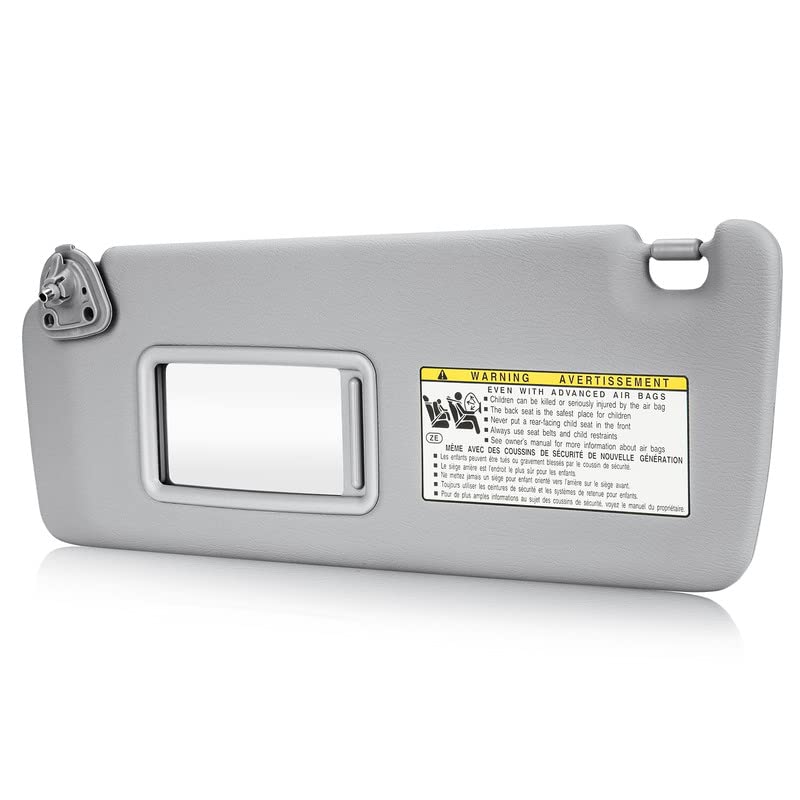 Gray Driver Left Side Sun Visor Replacement Compatible with 2004 2005 2006 2007 Toyota Highlander Replace 74310-48220-A0 74320-48260-A0