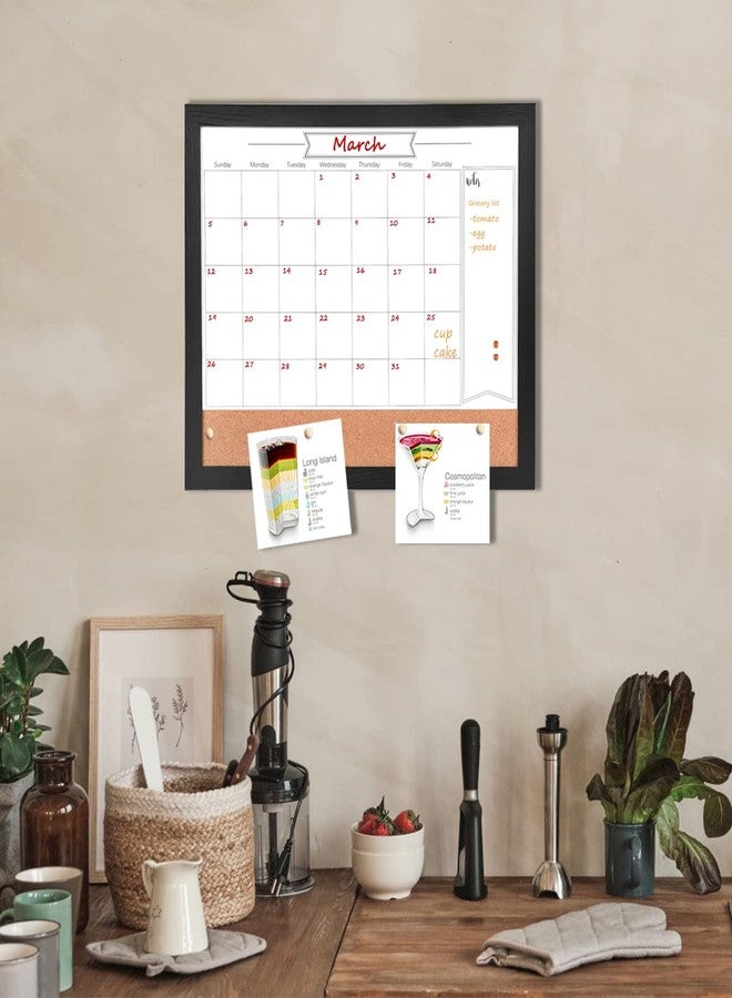 Umtiti Monthly Calendar Dry Erase White Board & Cork Bulletin Board，13" x 17" Black Wood Frame，Magnetic Surface Whiteboard.Perfect for Organizing Your Space.Whiteboard+Cork-3442A-BK - Image 5
