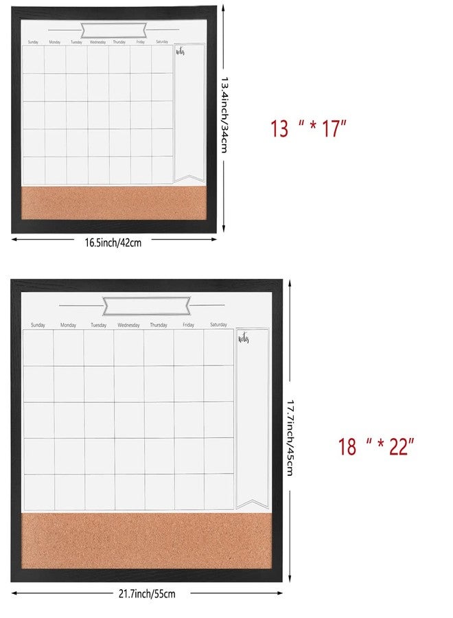 Umtiti Monthly Calendar Dry Erase White Board & Cork Bulletin Board，13" x 17" Black Wood Frame，Magnetic Surface Whiteboard.Perfect for Organizing Your Space.Whiteboard+Cork-3442A-BK - Image 2