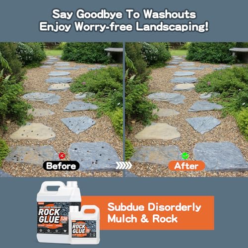 Shabebe Rock Glue, 1Gallon Mulch Glue for Landscaping, Fast-Dry Strong Pea Gravel Stabilizer Landscape, Non-Toxic Long-Lasting Dries-Clear Strong Pea Gravel Binder for Pebble, Pine Straw for Outdoor Gardens - Image 2