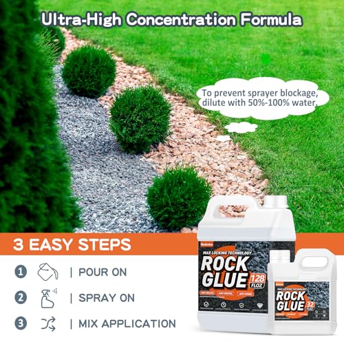 Shabebe Rock Glue, 1Gallon Mulch Glue for Landscaping, Fast-Dry Strong Pea Gravel Stabilizer Landscape, Non-Toxic Long-Lasting Dries-Clear Strong Pea Gravel Binder for Pebble, Pine Straw for Outdoor Gardens - Image 4