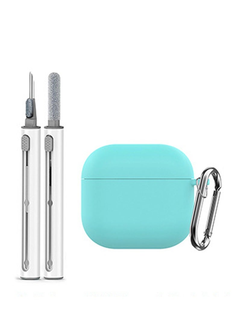 غطاء واقي من السيليكون الناعم لسماعات AirPods 4 مع مجموعة أدوات التنظيف وسلسلة مفاتيح - Image 1