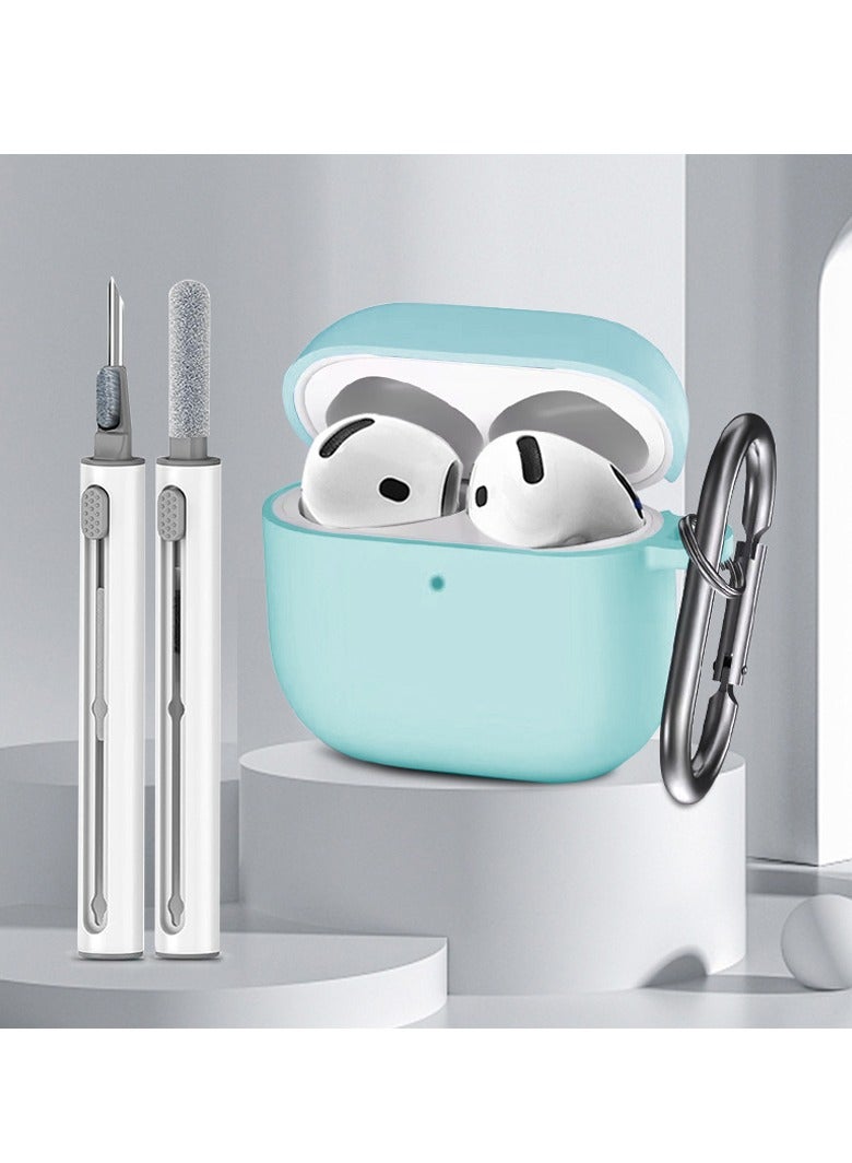 غطاء واقي من السيليكون الناعم لسماعات AirPods 4 مع مجموعة أدوات التنظيف وسلسلة مفاتيح - Image 5