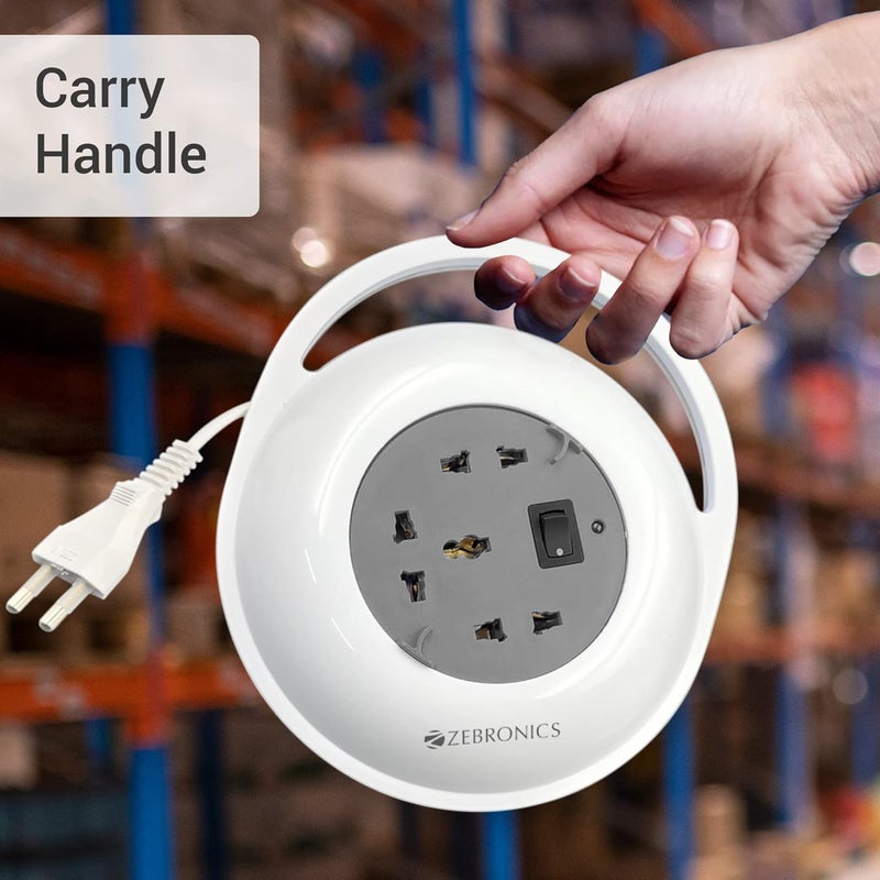 ZEBRONICS مقبس طاقة زيب PS3401H العالمي مع كابل بطول 4 أمتار ومقبس تمديد طاقة 1500 واط، قابل للتثبيت على الحائط - رمادي - Image 2