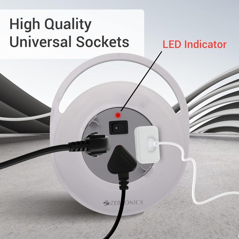 ZEBRONICS مقبس طاقة زيب PS3401H العالمي مع كابل بطول 4 أمتار ومقبس تمديد طاقة 1500 واط، قابل للتثبيت على الحائط - رمادي - Image 3