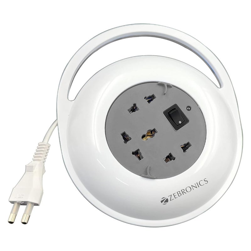 ZEBRONICS مقبس طاقة زيب PS3401H العالمي مع كابل بطول 4 أمتار ومقبس تمديد طاقة 1500 واط، قابل للتثبيت على الحائط - رمادي - Image 1