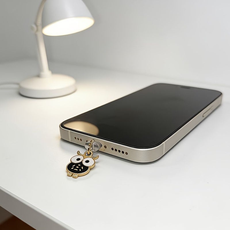 Purple Owl Phone Dust Stopper For iPhone Interface Hanging Decoration - Image 1