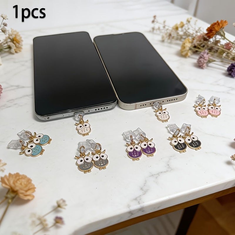 Purple Owl Phone Dust Stopper For iPhone Interface Hanging Decoration - Image 5