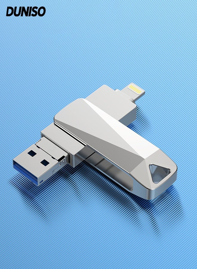 فلاش ميموري USB، 2 تيرابايت، ذاكرة متعددة التحويل 3 في 1، فلاش ميموري USB 3.0، لجهاز iPhone/iPad/iPod/كمبيوتر/iOS/PC - Image 1