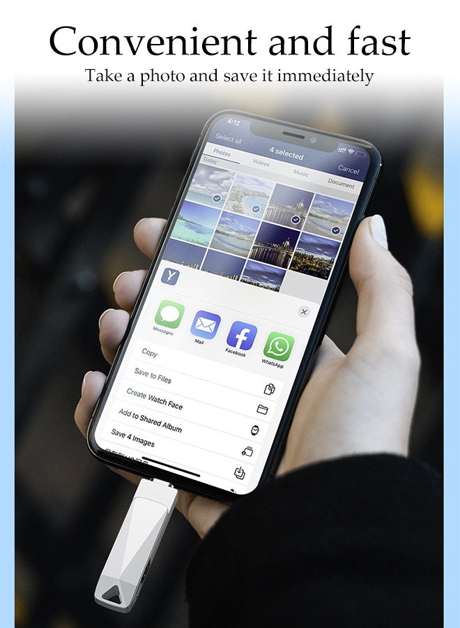 فلاش ميموري USB، 2 تيرابايت، ذاكرة متعددة التحويل 3 في 1، فلاش ميموري USB 3.0، لجهاز iPhone/iPad/iPod/كمبيوتر/iOS/PC - Image 3