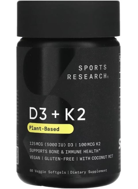 D3 + K2 Plant Based 60 Veggie Softgels