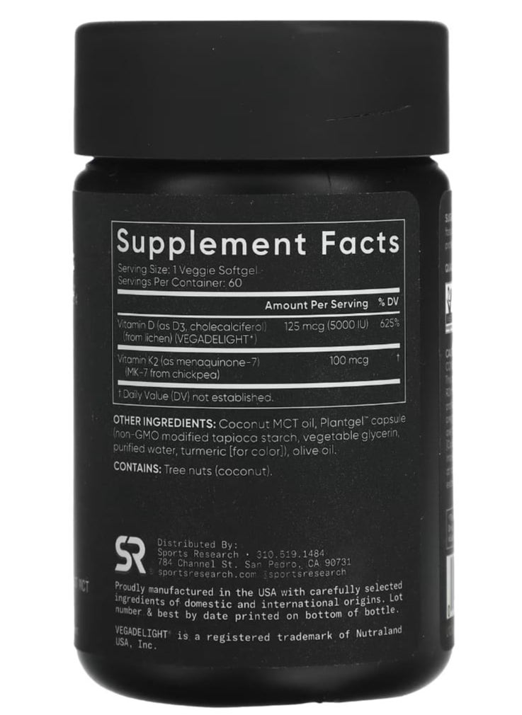 D3 + K2 Plant Based 60 Veggie Softgels