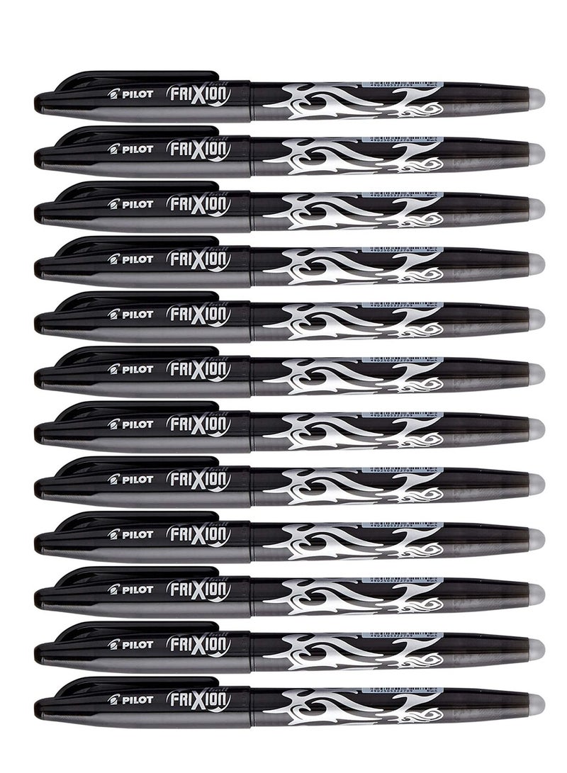 PILOT 12-Piece Frixion Erasable Ball Pen 0.7mm Tip Black Ink - Image 1