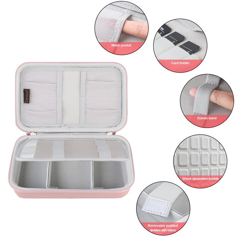 Canboc Canboc Hard Electronic Organizer Travel Case Electronics Accessories Cable Gadget Wire Storage Tech Bag Double Layer Shockproof Box for Charger Cord Flash Drive Mouse Apple Pencil Power Bank,Rose Gold  - Image 5
