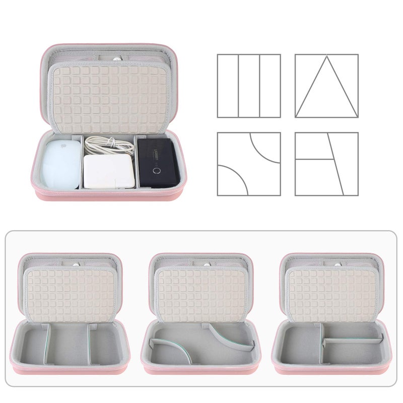 Canboc Canboc Hard Electronic Organizer Travel Case Electronics Accessories Cable Gadget Wire Storage Tech Bag Double Layer Shockproof Box for Charger Cord Flash Drive Mouse Apple Pencil Power Bank,Rose Gold  - Image 3
