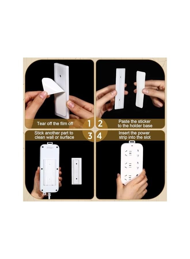 erorex Power Strip Holder, 6 Pcs Self Adhesive Power Strip, Wall Mounted Protector, Punch Free Cable Management System, Plug-in Surge Protector Holder, Power Strip Holder for Computer Office - Image 2